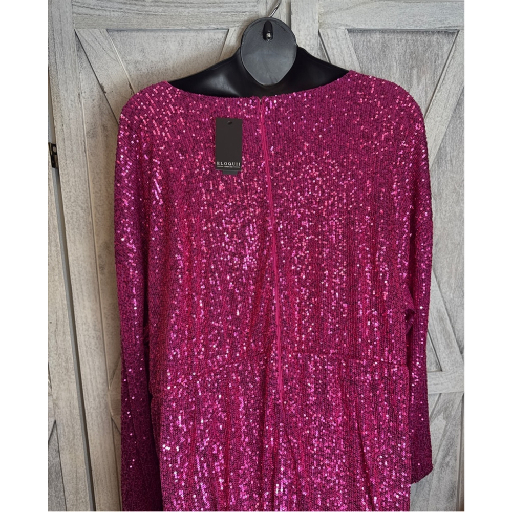Women's ELOQUII Pink Sequin Long Sleeve Dress Plus Size 30 - Picture 5 of 8